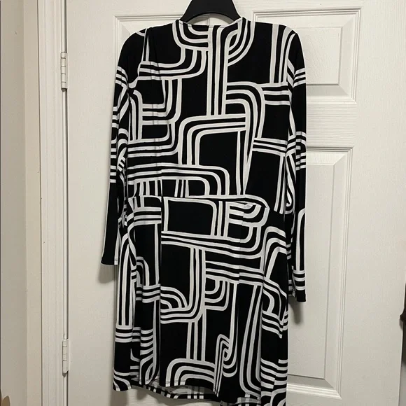 2/$20 Nine West XL Faux Wrap Black/White Dress Professional Sexy stretchy EUC - Picture 4 of 9